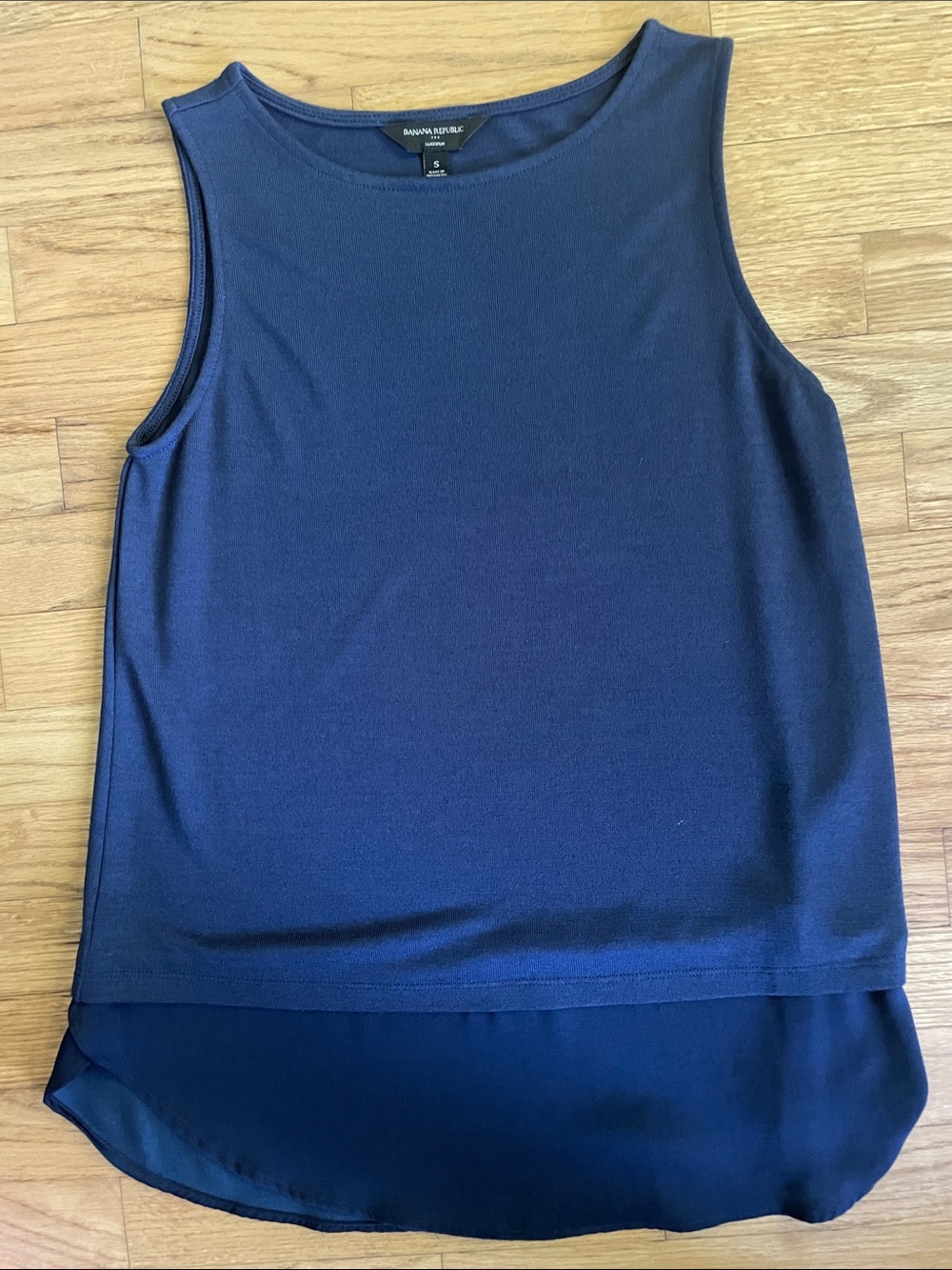 Banana Republic Navy Layered Hem Sleeveless Top